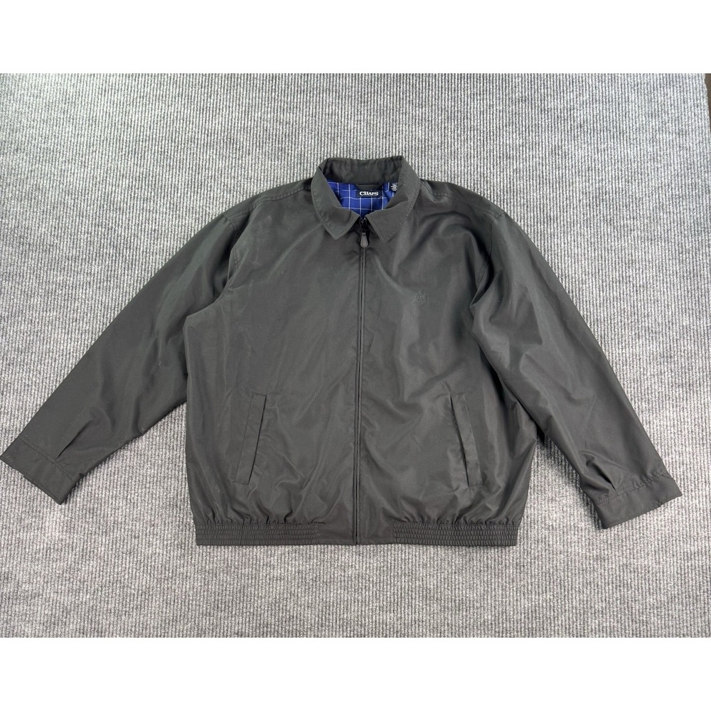 Chaps Jacket Men 2XB Black Harrington Bomber Lined Windbreaker Classic Casual